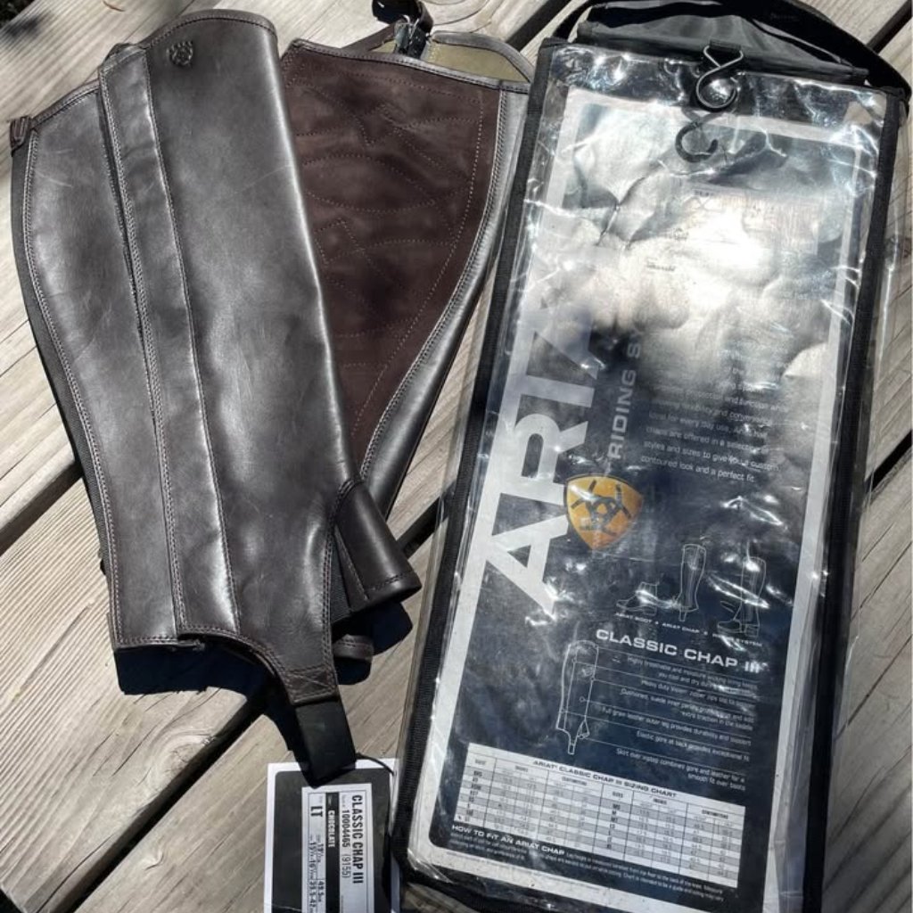 Nwt Unisex Ariat Dark Brown Half Chaps Large Tall